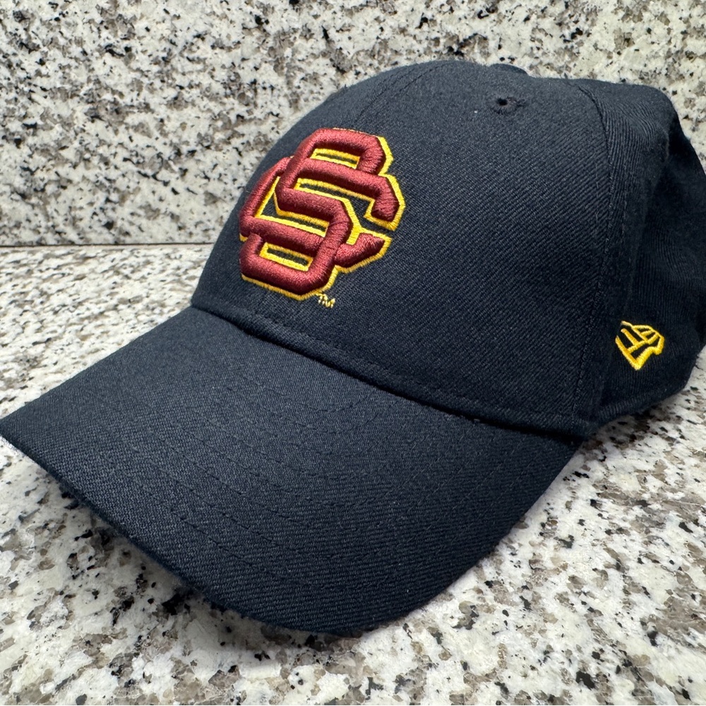 New Era Black Cap with Red Collegiate Patch